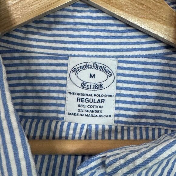 Brooks Brothers Button Down  White blue striped Dress Shirt size medium The Orig - Picture 3 of 8